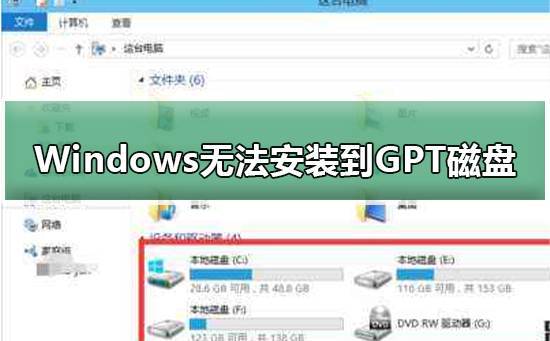 Windows无法安装到GPT分区形式磁盘